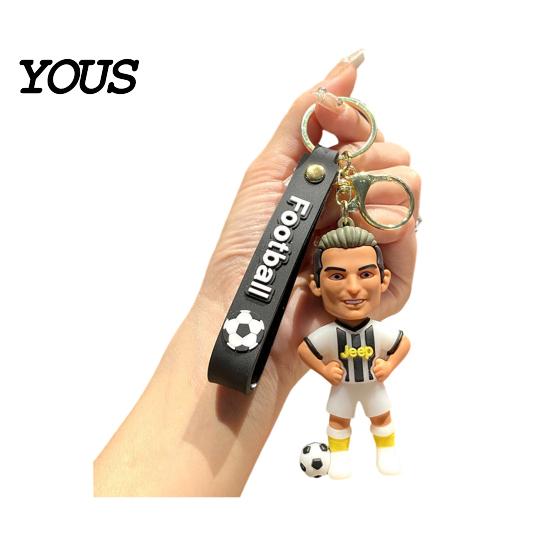 Keychain Charm Pendant, Football Star Figure Key Holder with Exquisite Craftsmanship Lanyard, Bag Pendant for Backpacks Handbags Cars Wallets