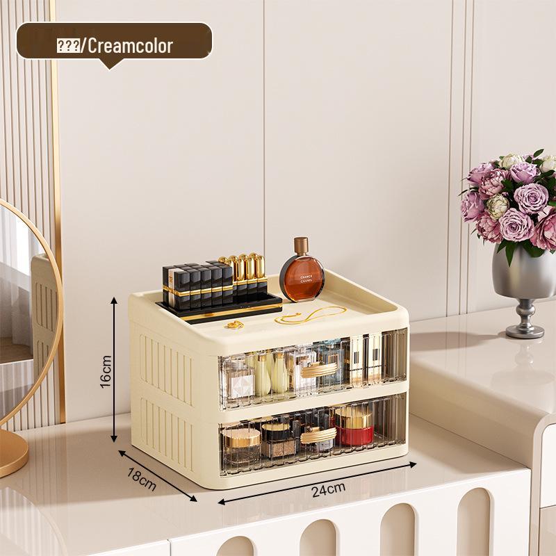 

White Flat Lid Multilayer Cosmetic & Stationery Organizer - Dustproof Skincare & Lipstick Storage Box.