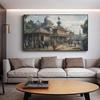 Vintage mittelalterliche berühmte Burg Leinwand Kunst Malerei nordische Wohnzimmer Home Office Drucke Wand antike Welt Fantasy Stadt Landschaft Poster Dekor Wandbild