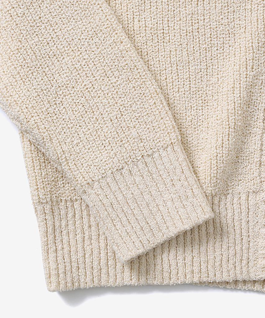 NOIRER Boucle Zip-Up Cardigan (Ivory)