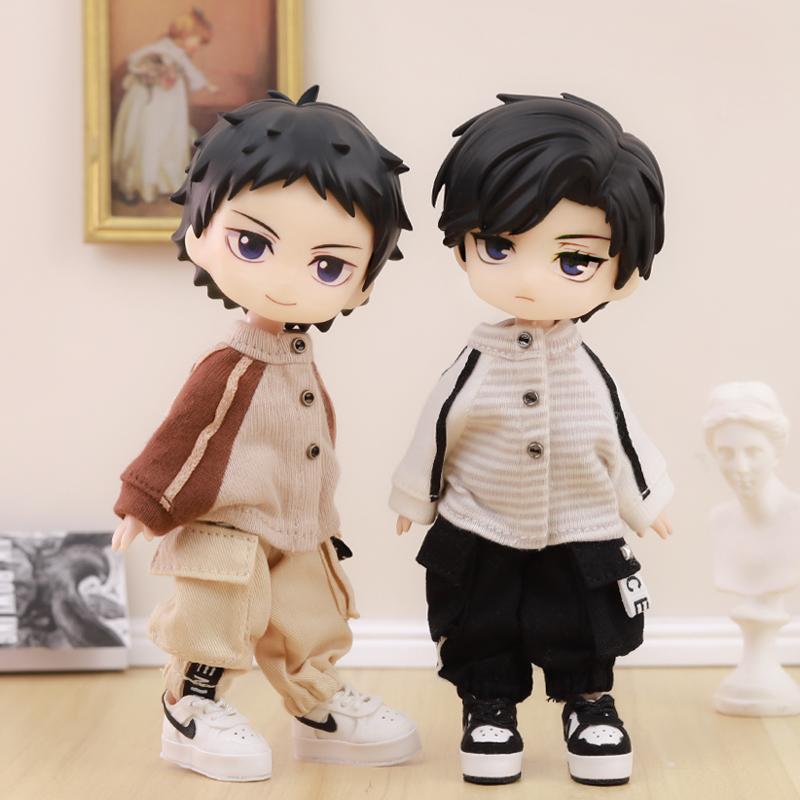 OB11 Baby Clothes Baseball Uniform Letter Overalls Suit Coat Fashion Pants For Obitsu11 Molly YMY Body 1/12 BJD Doll