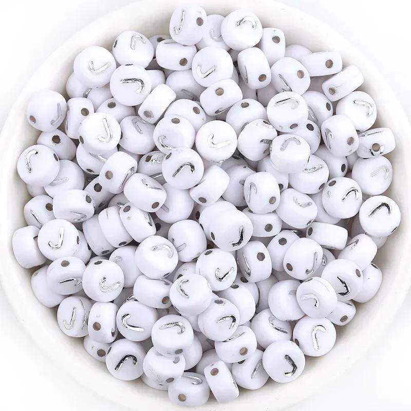 

100-500PCS Acrylic A-Z 26 Letter Beads With Holes White Spacer Alphabe Beads For Jewelry Making Handmade Bracelet Accessories 100pcs