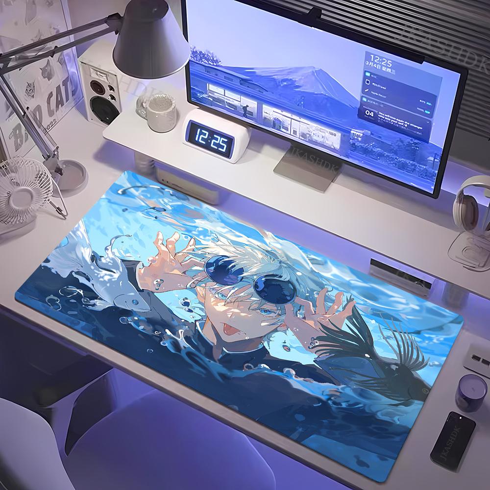 Großes Gaming-Mauspad Jujutsu Kaisen Mauspads Anime Gojo Satoru Schreibtischunterlage Gamer Firma Tastatur Mauspads Computerteppich