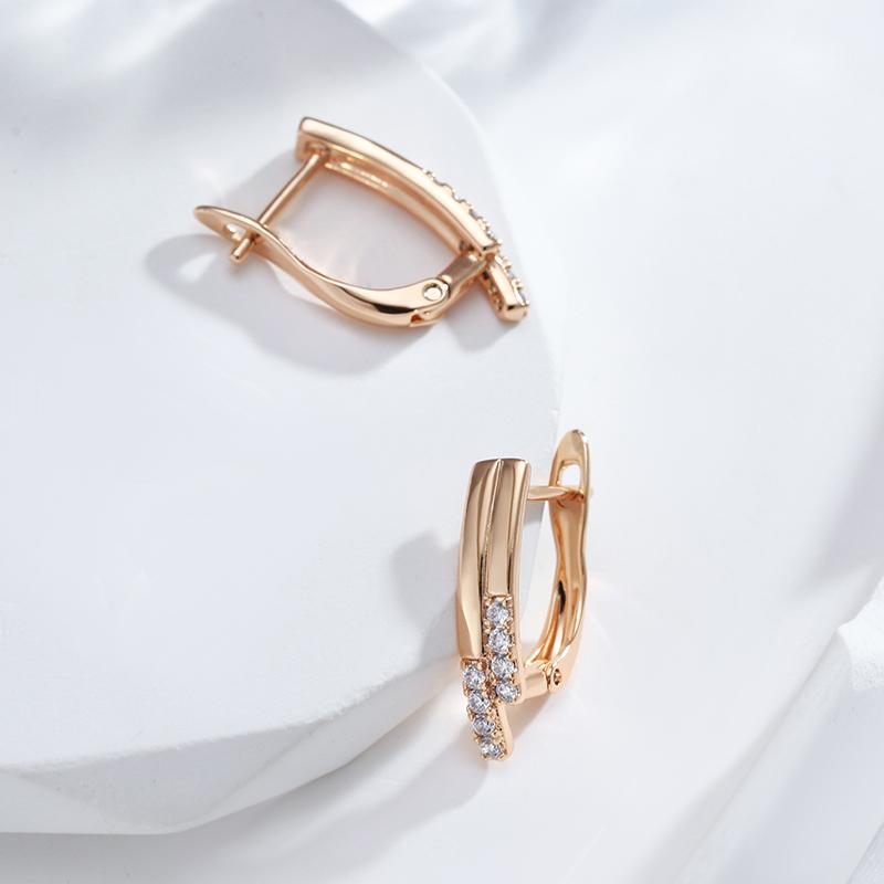 Außergewöhnliche Ohrhänger in Roségold für Damen und Mädchen, glänzende, lange Ohrstecker mit natürlichem Zirkonia – Brautschmuck für Hochzeiten