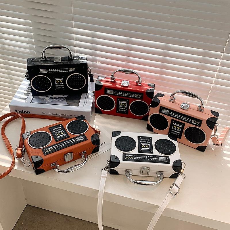 Foreign trade fashion bags radio box bag 2025 European and American creative personality funny retro shoulder crossbody bag women