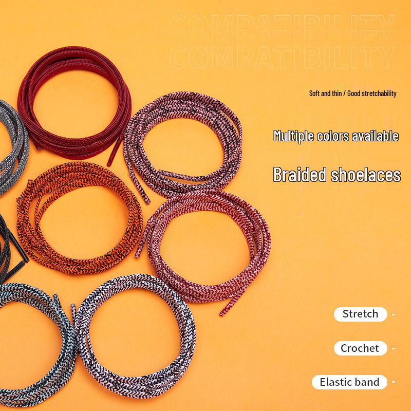 Cadarços Trançados Multicores Anti-Puxões para Sapatos Casuais, Botas Martin, Tênis e Calçados Esportivos