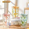 LOVWISH Fruit Design Glass Straw Cup