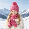 3pcs Keep Warm Knit Hat Scarf Gloves Set With Bow Neck Warmer Soft Kids 3-Piece Kit  1-6Y