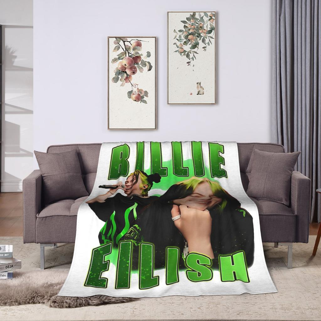Aesthetic Bootleg B-Billies Eilish Hip Hop Blanket Fleece Decoration   Super Warm Throw Blankets for Sofa Office Bedspread