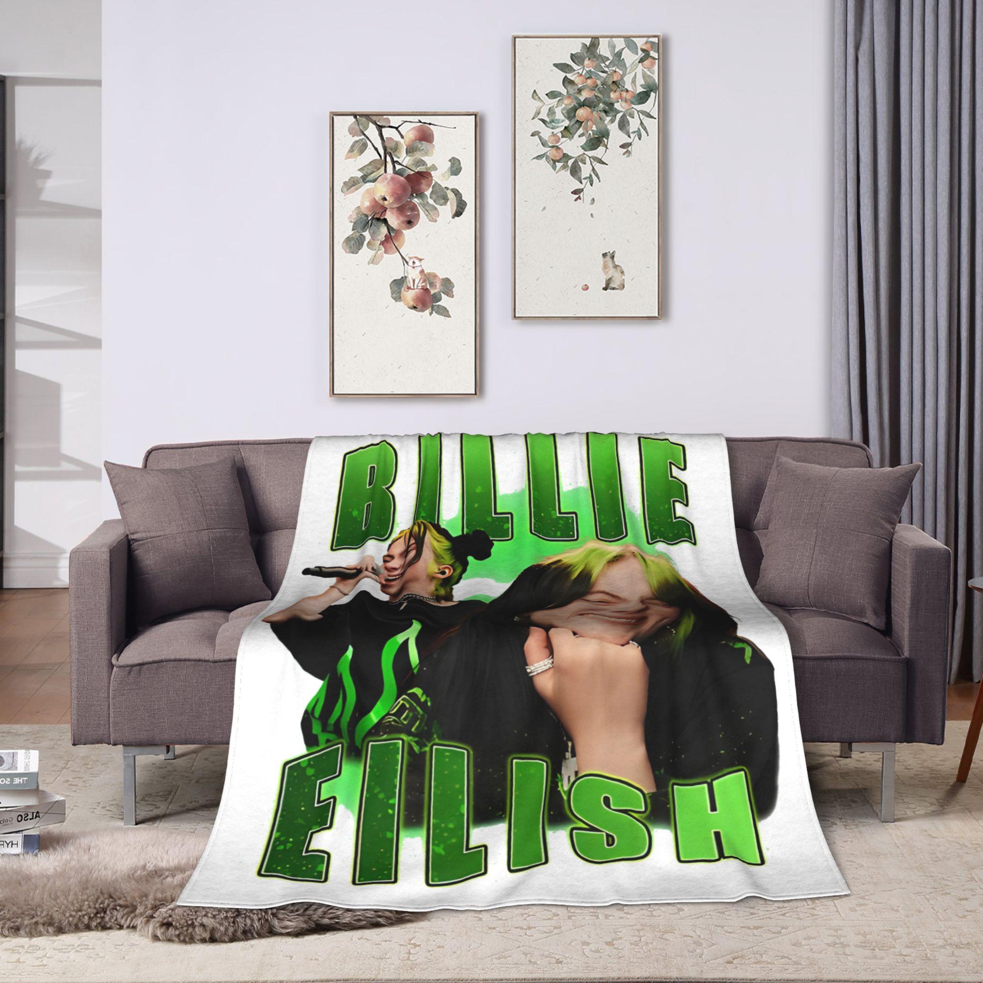 Ästhetische Bootleg B-Billies Eilish Hip Hop Decke Fleece Dekoration   Super Warme Überwurfdecken für Sofa Büro Bettdecke 30x40in