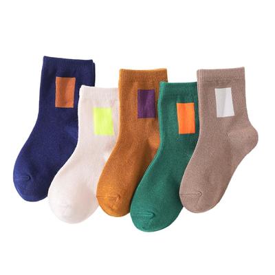 Stylische skandinavische quadratische weiche Baumwolle Baby Kinder 5 Paar Kindergarten [Koala Mama] Kindersocken, Socken, Set, bunt, Jungen, Mädchen, Frühling,