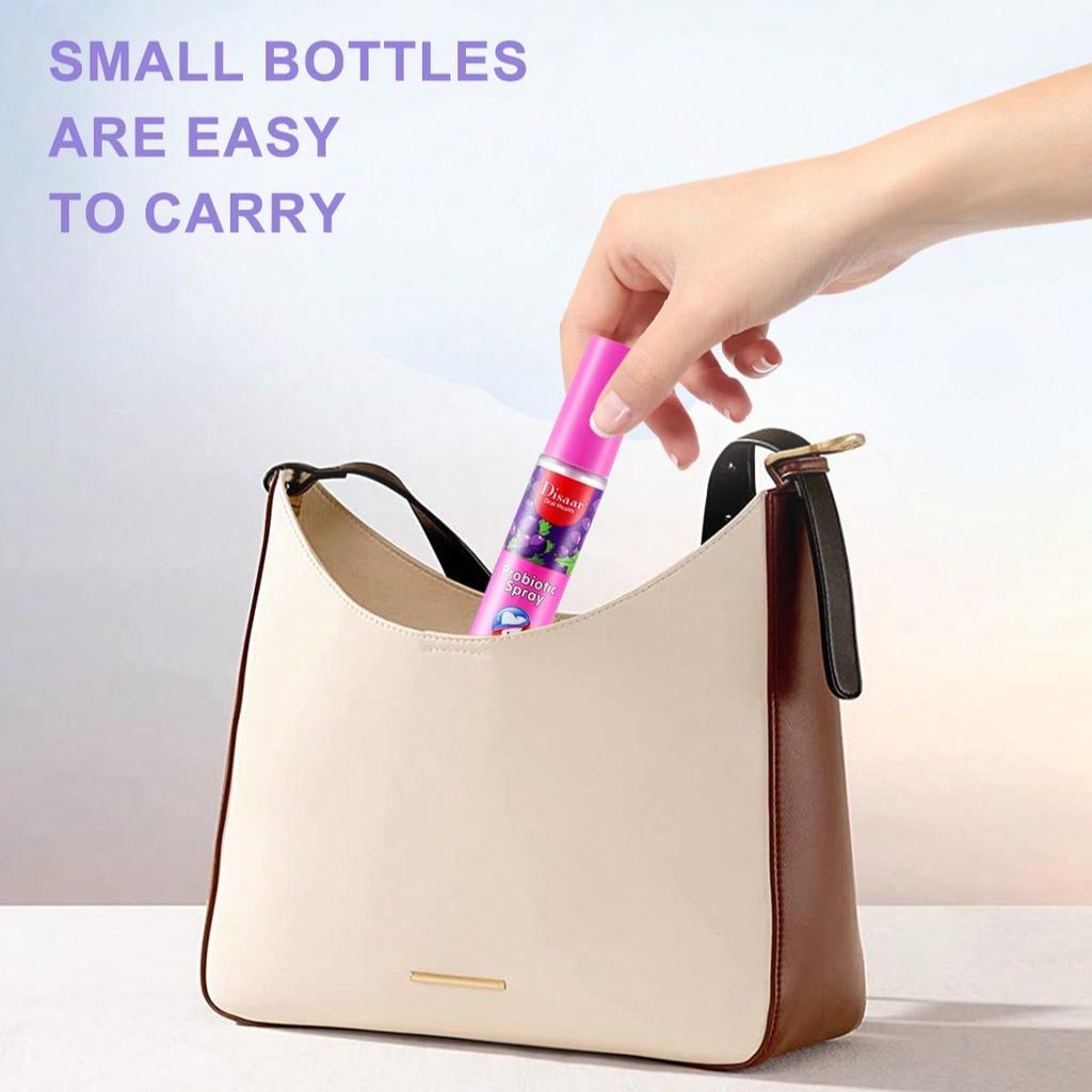 Grape oral spray breath freshener eliminates bad breath freshens breath inhibits harmful bacteria portable