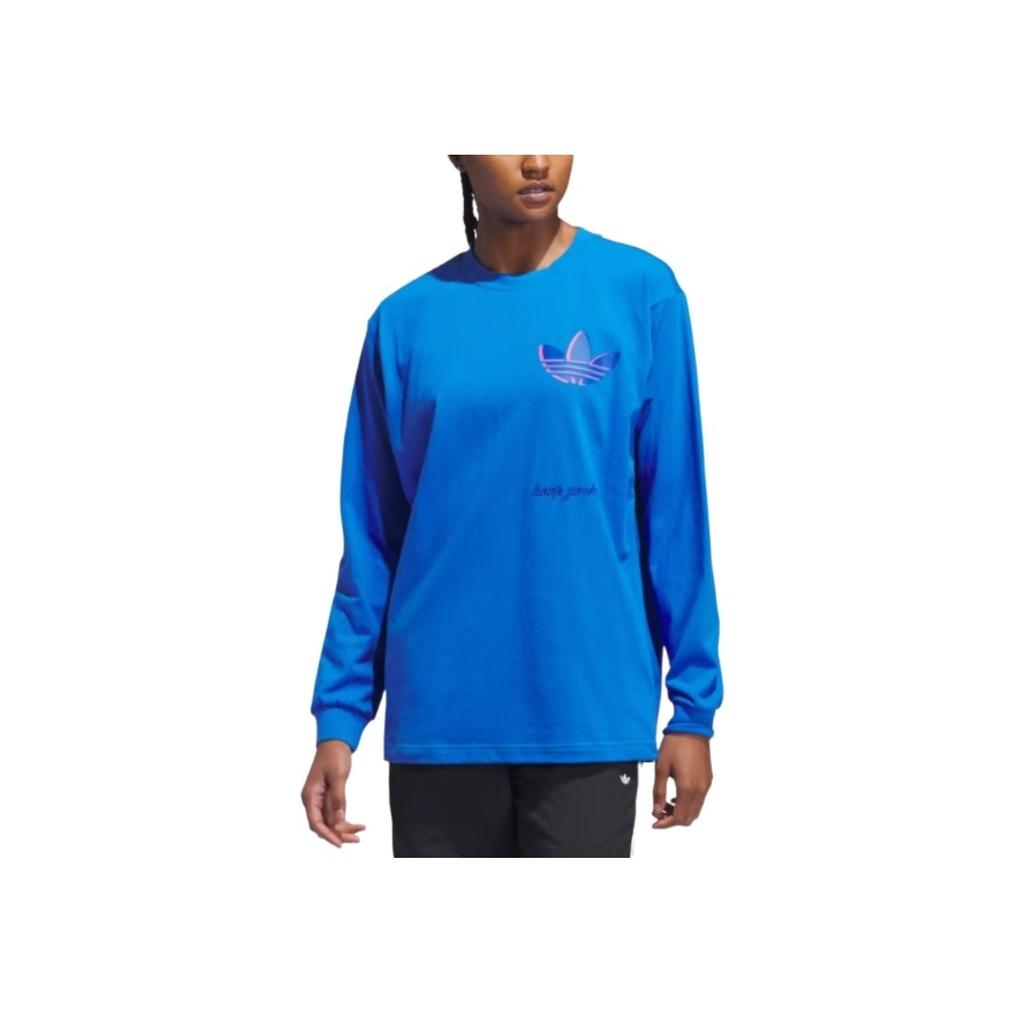 Adidas X Hoop York City Co-Branded Casual Outdoor Long-Sleeve Pullover With Dropped Shoulders Unisex Tops Blue IT4985