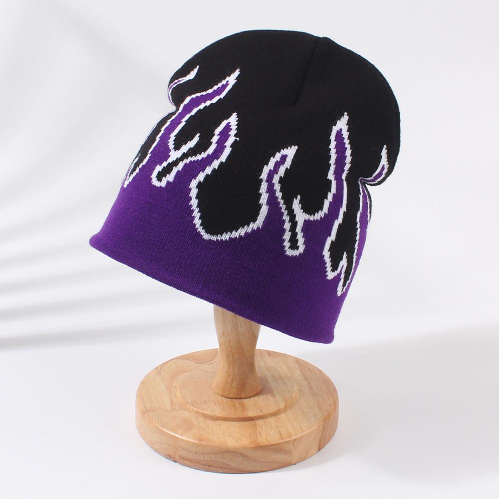 Winter New Flame Knit Hat Men's Hip Hop Street Outdoor Riding Cap Warm Knitted Hat