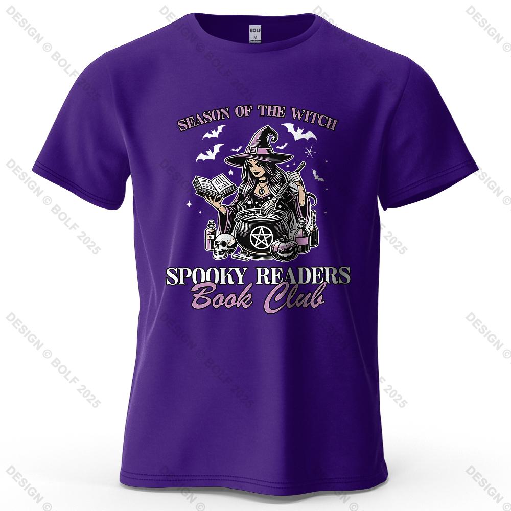 Witchy Book Club Printed Men's T-Shirt 100% Cotton Oversized Mysterious Unique Graphic Tees for Women Tops Tees Reading