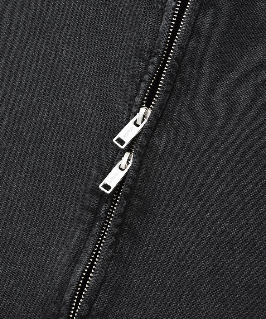 Lemain Second Vintage Pigment 2-Way Oversized Zip-Up Hoodie [Charcoal]