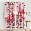 Set Of 2 Romantic Valentine Day Gnome Eiffel Tower Curtains Perfect Festive Window Decor Bedroom Living Room Curtain Polyester Ideal For Sitting