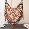 European and American Chain Herringbone Pattern Imitation Velvet Triangle Scarf Printing Sunscreen Shawl Scarf Silk Scarf Scarf Headscarf Female