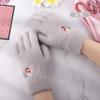 Love Warm Outdoor Cold and Warm Embroidered Knitted Gloves Student Fleece Thickened Autumn and Winter Ladies Touch Screen Gloves