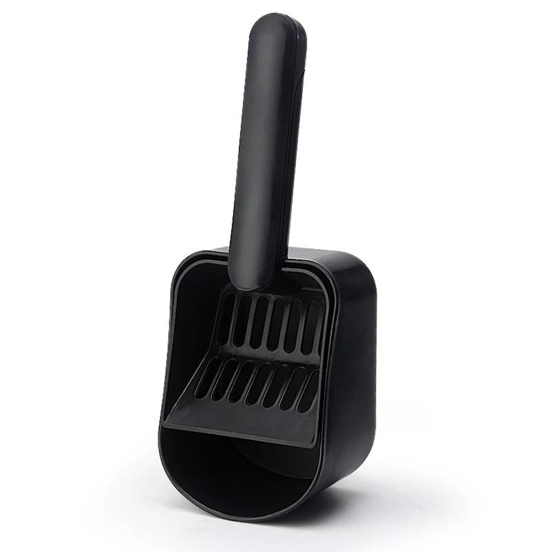 

Large capacity plastic cat litter scoop self-cleaning with base sturdy and durable cat toilet cleaning supplies чорний