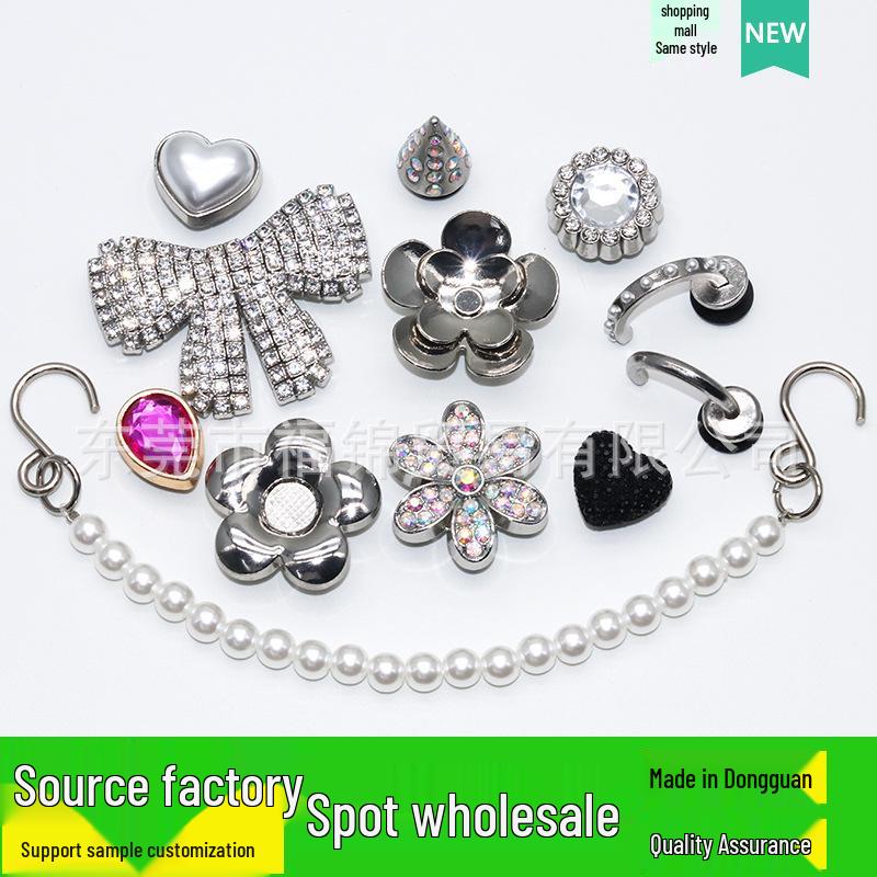 2024 Chaîne Strass Accessoires Sabots - Boucles de Chaussures Fleurs DIY, Style Centre Commercial