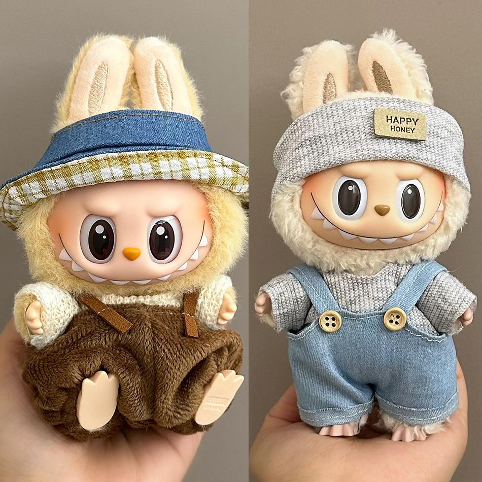 17cm Labubu Clothing Cute Accessories Autumn Replacement Clothes Bag Hat Set Plush Doll Accessories Clothing Accessories