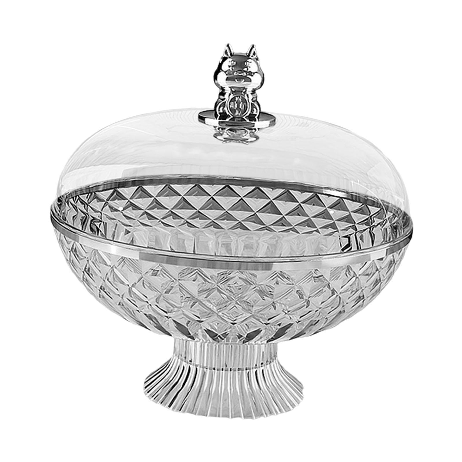 

Pedestal Bowl Fruit Bowl with Transparent Lid Snacks Tray Decorative Storage Tray Round Drainage Design for Kitchen Versatile