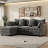 L-Shaped Corner Sofa with 4 Cushions and 3 Backrests, 3-Seater Sofa with Chaise Longue, Capacity up to 120 kg, Living Room Sofa 212×150×90 cm, Grey