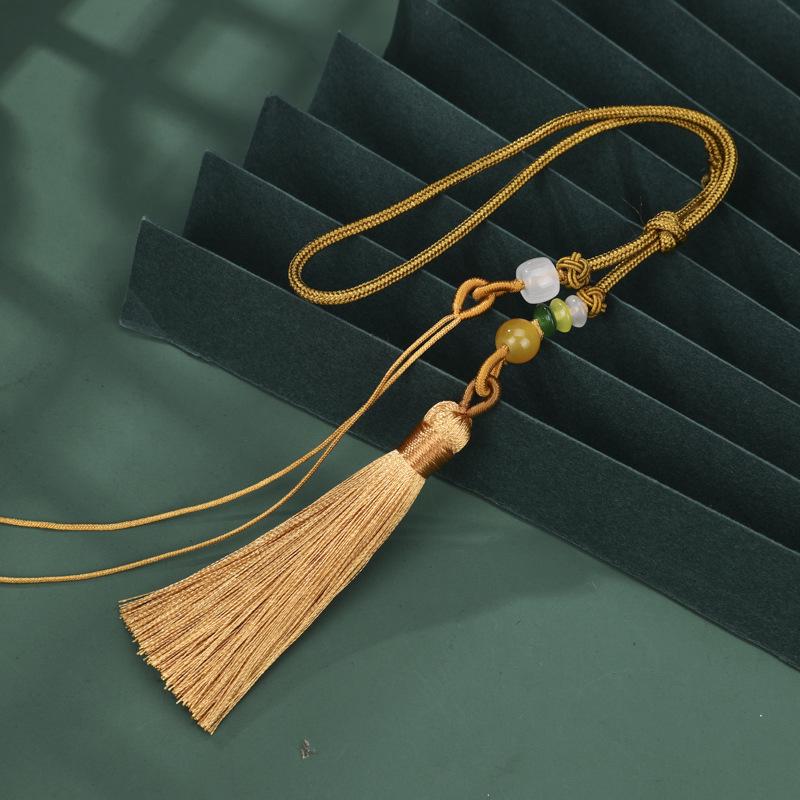 Exquisite Pearl and Jade Tassel Ornament with Pull Ring