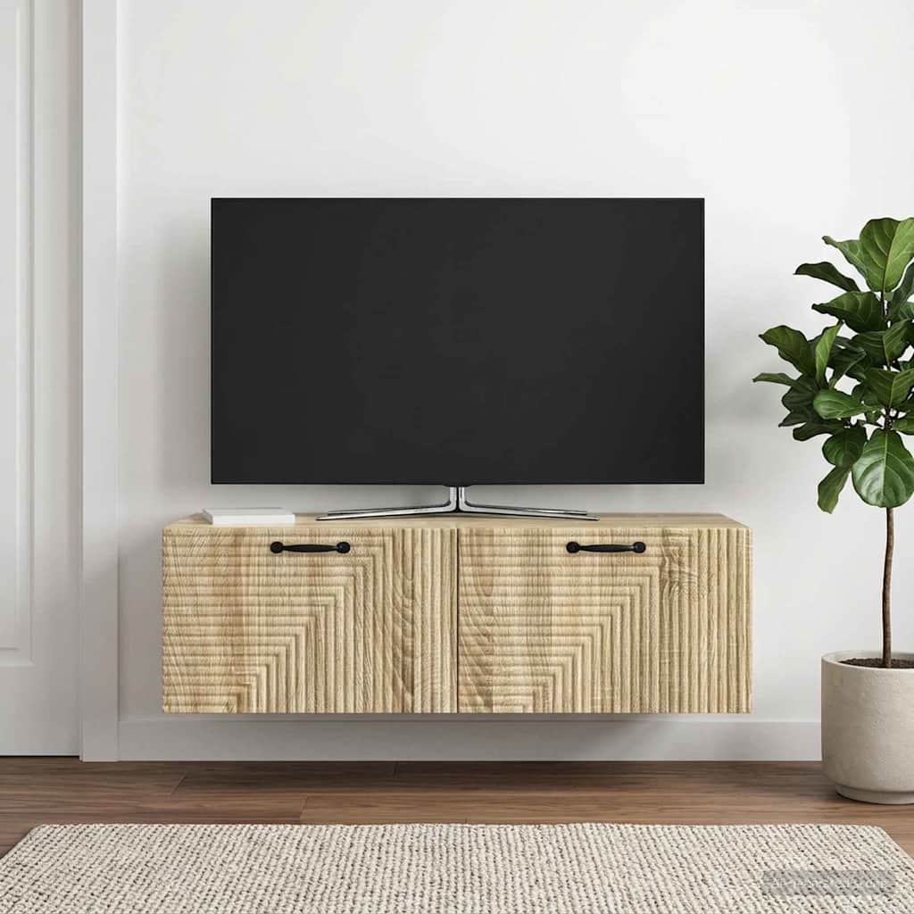 Wall Mounted TV Cabinet In Sonoma Oak 98 X 41 X 30 Cm