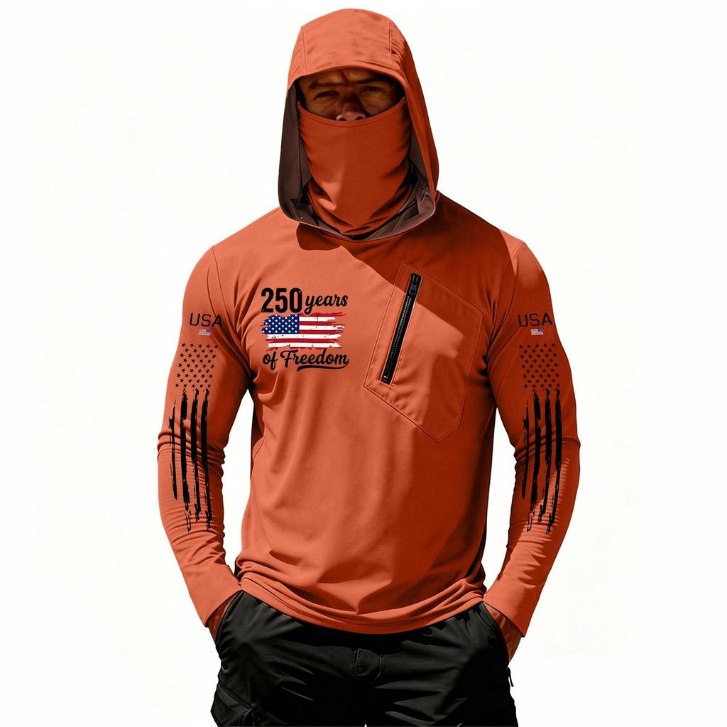 Camiseta Casual con Capucha de Manga Larga para Hombre con Protección Solar