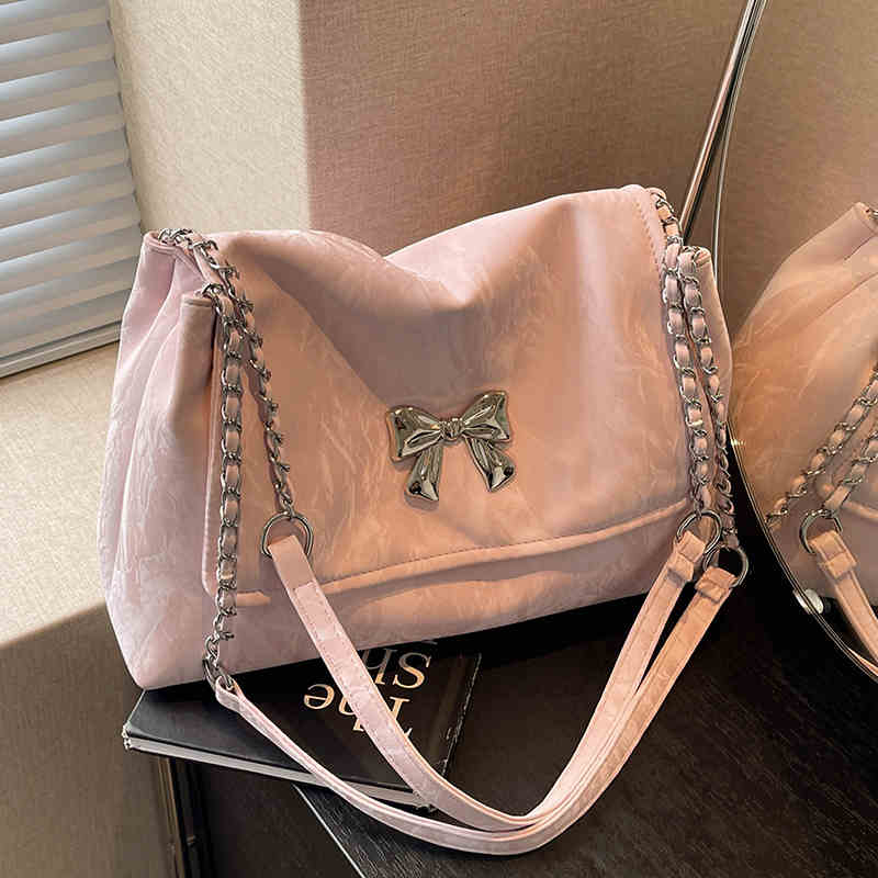 Fashi Bow Tote Bag for Women 2026 New Versatile Handbags Large Capacity Chain Single Shoulder Crossbody Bags Trend