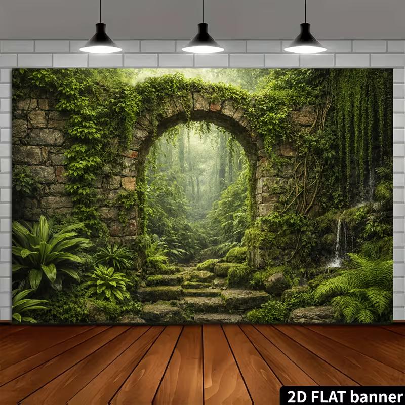 2D Flat Printing Banner for Jungle and Enchanted Forest Party Decorations