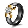 6MM Ceramic Couple Rings Black White Zircon Minimalist Stylish Wedding Bands for Men Women