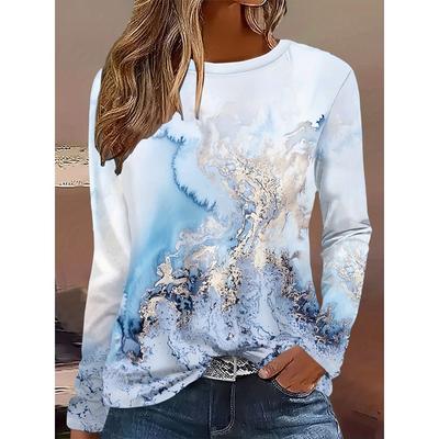 Ladies' Casual Long Sleeved Round Neck Daily Printed Top for Spring and Autumn Styles