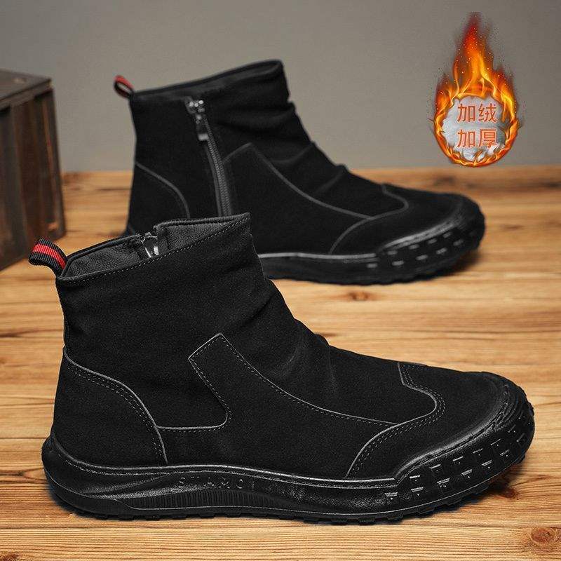 

Ботинки Martin 2025 года, зимние новые мужские высокие трендовые универсальные туфли, хлопковые туфли, короткие ботинки в стиле ретро, бархатные ботинки 44