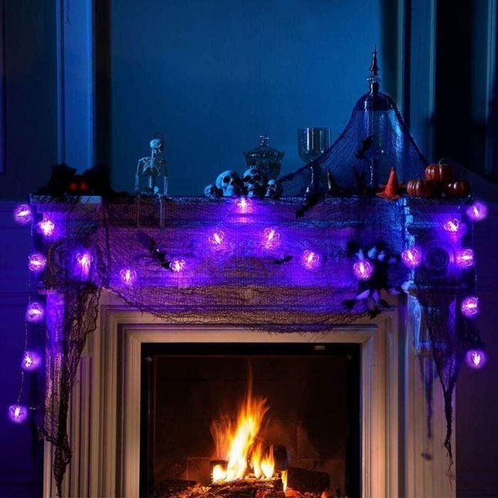 Guirlande lumineuse Halloween - AIMOONSA - 3 guirlandes - 20 LED - 3 m - 2 modes (clignotant/constant)