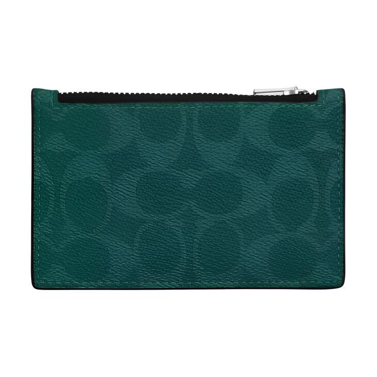 

Coach Signature Canvas 12 Brand Print Coated Canvas And Leather Card Holder Unisex Card Holder Sea-Green CV764-SVE0 Sea Green