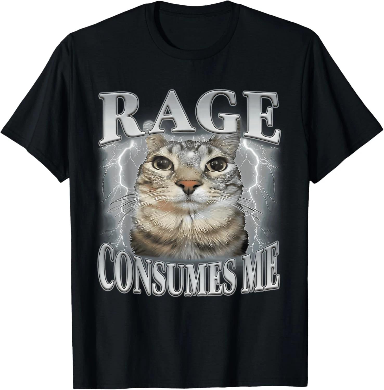 Rage Consumes Me Funny Silly Staring Cat Meme Women Men T-Shirt S