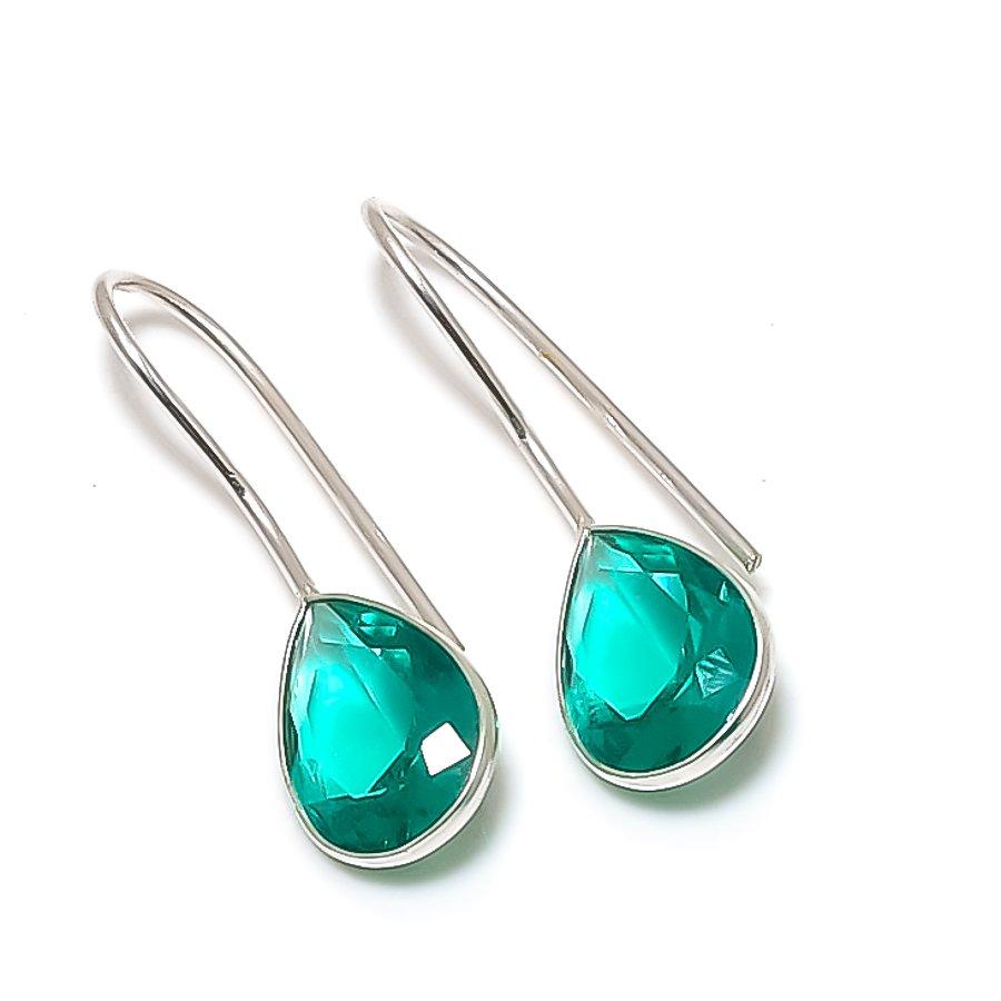 Natural Blue Tourmaline Gemstone 925 Sterling Silver Jewelry Earring 1.26  AE-12687