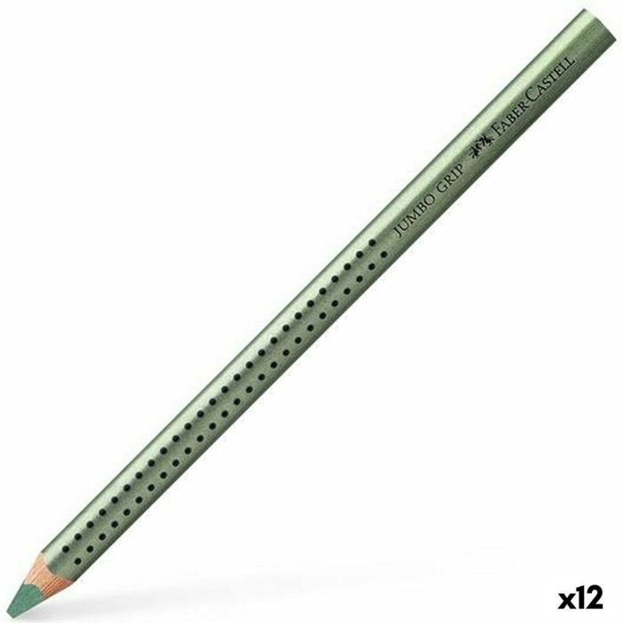 Crayons De Couleur - Faber-Castell - 110985 - 12 Jumbo Grip Metallic - Vert Métalliques - Ergonomiques