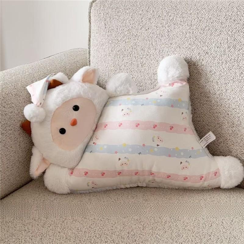 Cartoon Penguin Fox Plush Pillow With Embroidered Animal Design For Home Decor And Relaxation