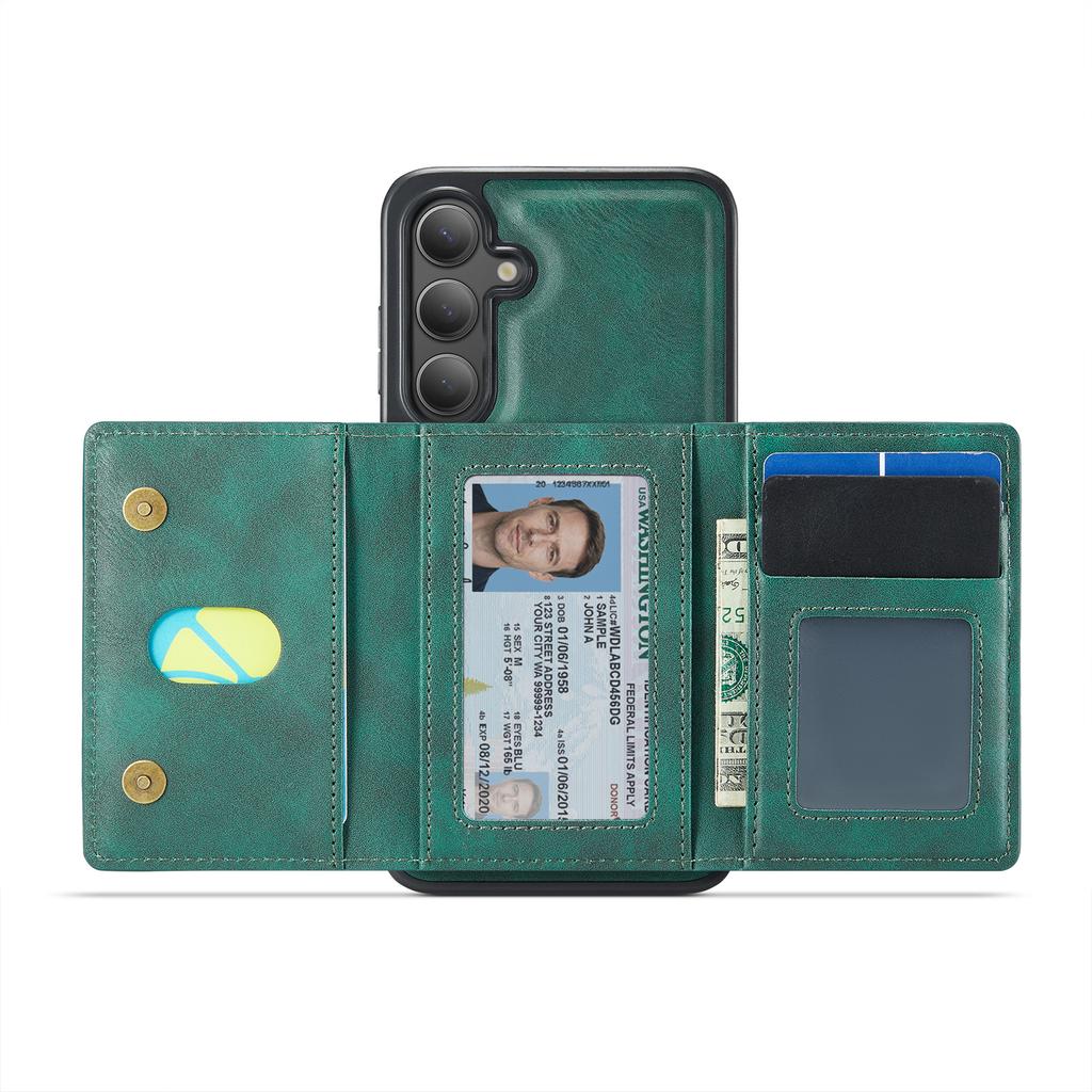 For Samsung Galaxy S25+/S24+ Case Multi Card Slots Zipper Leather Phone Cover with Shoulder