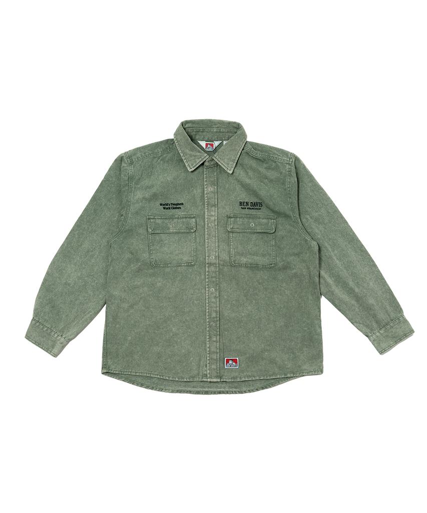 BEN DAVIS White Label Bleach Twill Shirt Charcoal