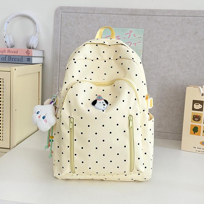 School bag schoolbag ins style versatile high value polka dot Korean girl light first big travel backpack