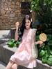 Pink small fly-sleeved dress for women's summer new milk wear with sweet first love small doll skirt