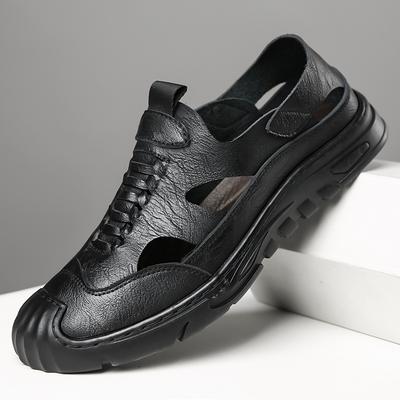 2025 Sommer neue Herren handgenähte Ledersandalen hohle atmungsaktive Lochschuhe weiches Leder weiche Sohle 6629