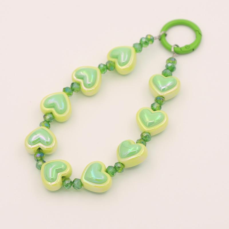 Versatile Beaded Keychain Pendant: Heart & Flower Lanyard Accessories