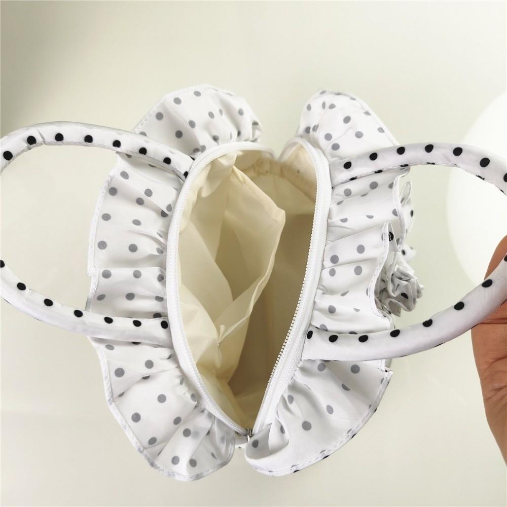 Portable Bowknot Handbag Lightweight Polka Dots Purse Fashion Nylon Top Handle Handbag Summer