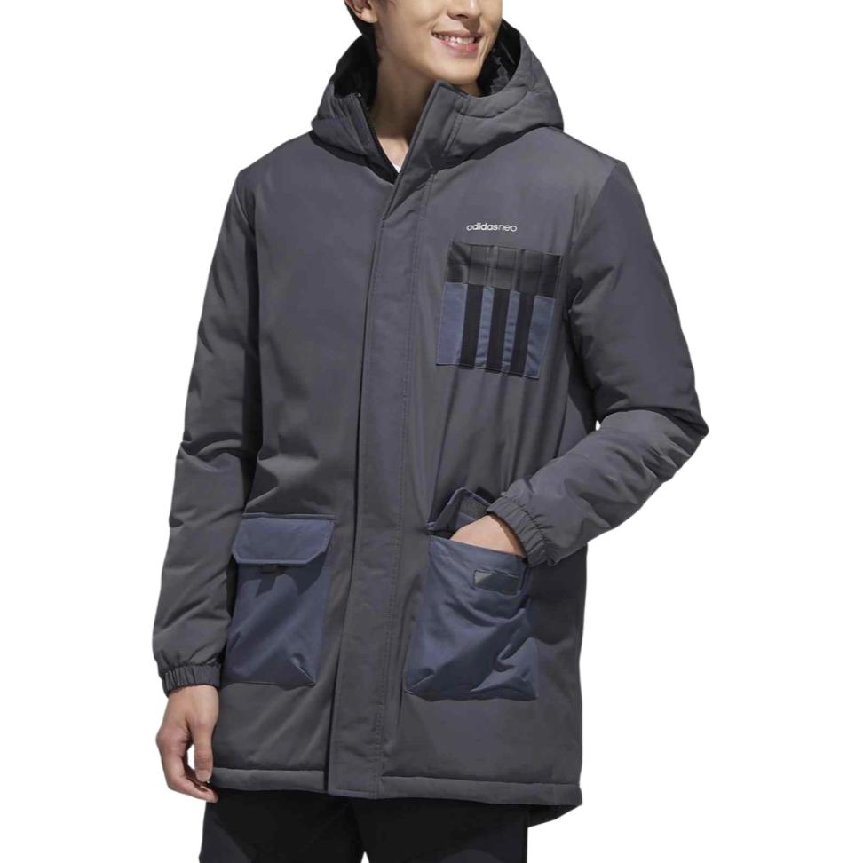 Adidas Neo M Cs Fill Parka Hooded Sports Casual Cotton Jacket Winter Men Jacket Light-Gray EI4394